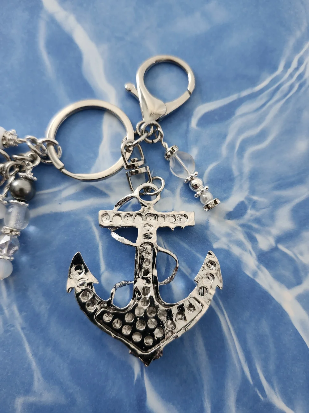 Cruise Anchor Purse Charm or Keychain Opal Crystal Rhinestone Handcrafted